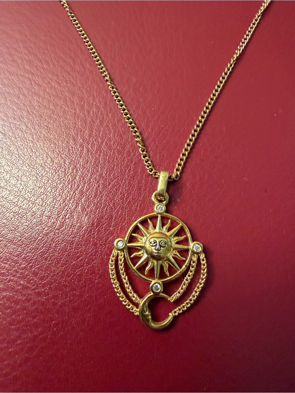 Little Rooms 18k Gold Plated Sun & Moon Crystal Pendant Necklace